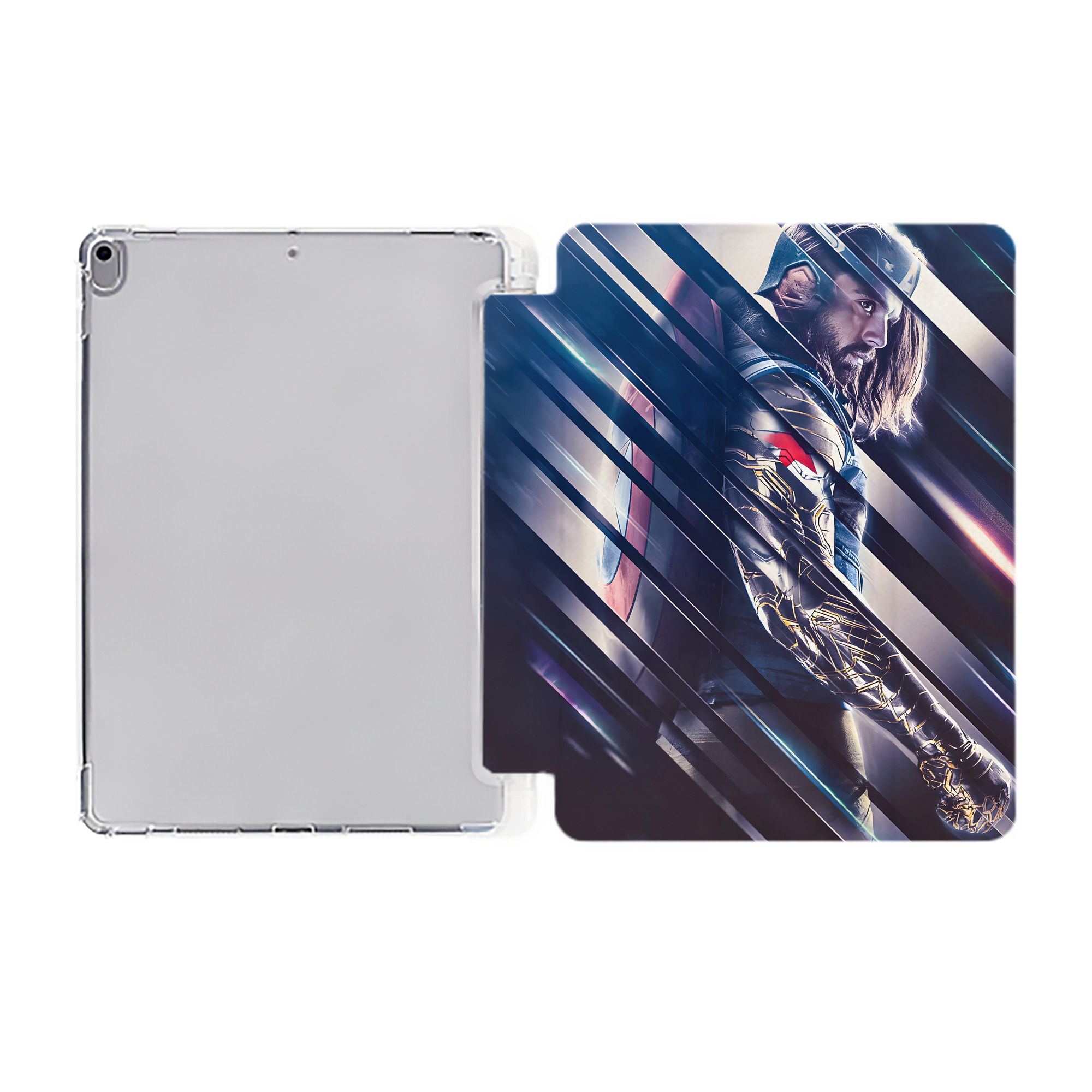 （画像用） アベンジャーズ The Avengers IPad ケース ペン収納付き 三つ折りスタンド PUレザー×シリコン 対応機種9.5/10.5/10.9インチ